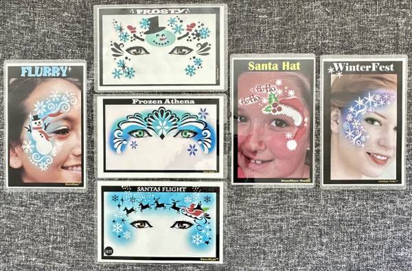 CHRISTMAS 'Stencil Eyes by ShowOffs' Set of 6 for FACE PAINTING (Airbr 1
