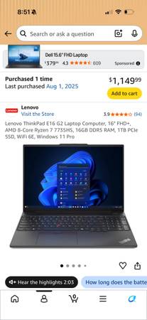 Lenovo Thinkpad E16 1