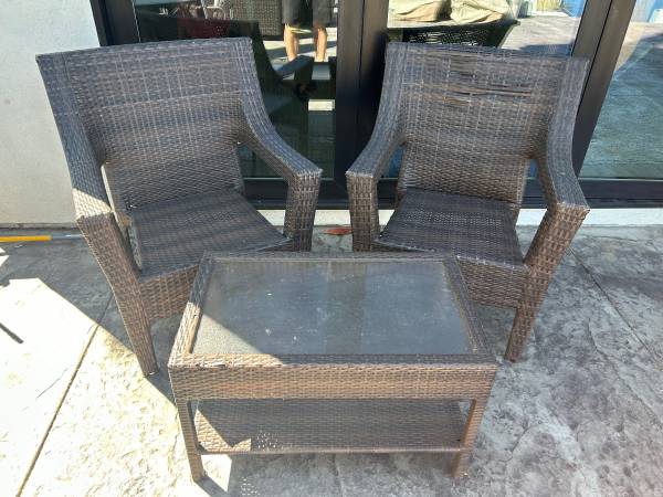 Wicker 3 piece patio conversation set 1