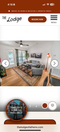 $934 / 1br - 1028ft2 - The Lodge of Athens. Free first month.  Sublease (Athens)63792067500033121