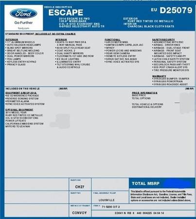 Escape SUV Ford 2014 SE - $7,451 (Llame al *(562) 526-6374* para Confirmar Disponibilidad al Instante)63623826154755121