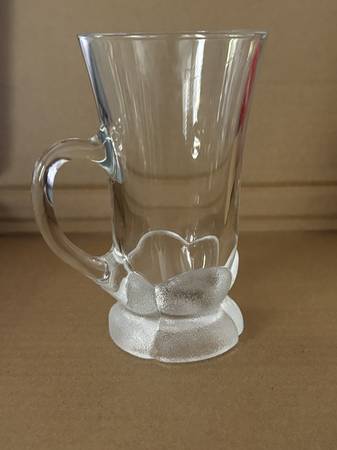 Vintage Aderia glass frosted footed Irish coffee Mugs 1