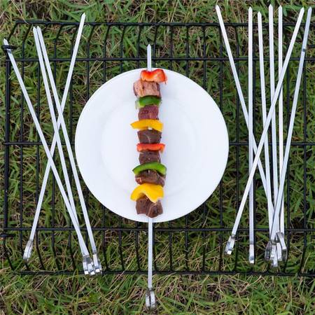 MASTER COOK Skewers 12" Flat Kabob Stainless Steel BBQ, 1