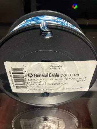 Cross Connect Wire Blue/White 24 AWG, 1000 ft 1