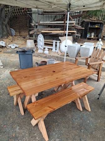 Four ft picnic table sets varnished tops 1