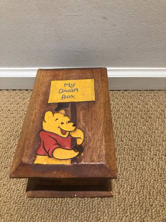 Classic Winnie the Pooh wooden box with carving on the cover... 1