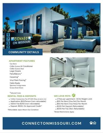 $1,595 / 3br - 1125ft2 - Your new 3 Bedroom 1.5 Bath is waiting, tour today, move in tomorrow (1737 W Missouri Ave Phoenix Az 85015)63966949951106122
