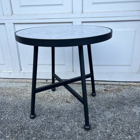 Grey marble metal bistro side patio table 1