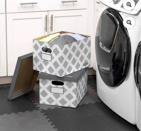 Bankers Box 3-Count Decorative, Letter/Legal File Box, Grey, Diamond Design with 1