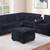 Corduroy Furry Sectional  Black With Ottoman 1 thumbnail