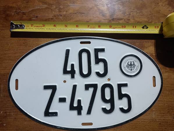German Vintage Zoll License Plate 1