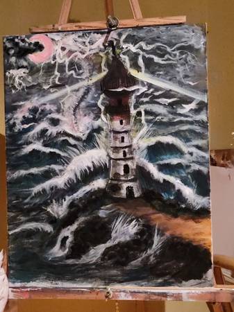 Lighthouse acrylic painting 1
