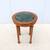 Vintage French Style Distressed Fruitwood and Green Marble Side Table 3 thumbnail