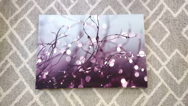 Purple & Blue 32" x 22" Abstract Framed Canvas Wall Art Print Picture 1