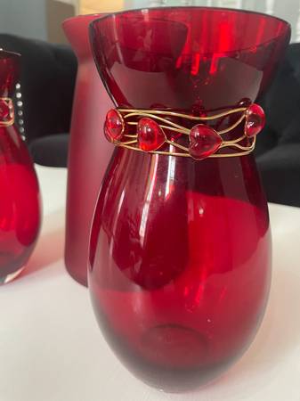 3-Red Glass Flower Vases - $25 (Columbia, MO)63471025507073124