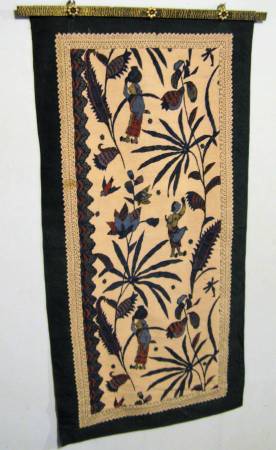 Vintage Screen-Printed Asian Silk Tapestry 1