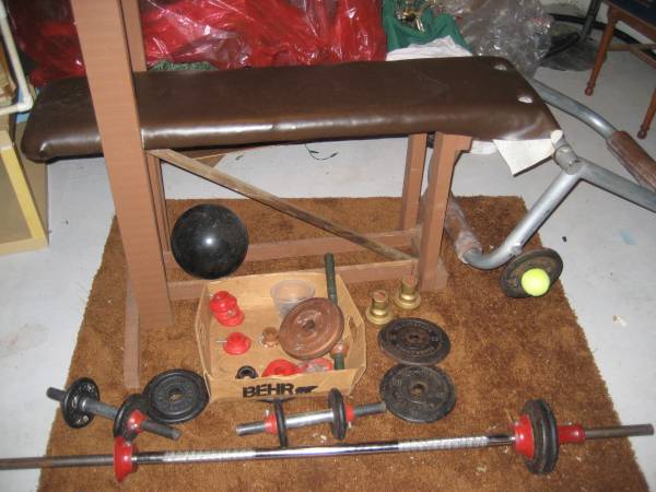 Padded Workout Bench with Knee Lift Bar WEIGHTS Bars 1