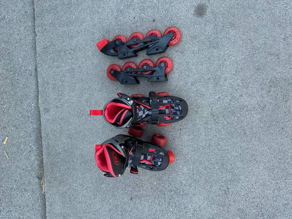 Roller Derby 2 In 1 Inline  Quad Interchangeable Youth Skate 12-2 Red Skating 1