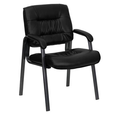 Black  LeatherSoft Reception Area Side Chair with Titanium Metal Frame 1