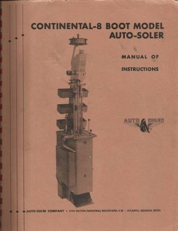 Auto Soler Continental-8  Boot Model Manual w/parts diagram 1