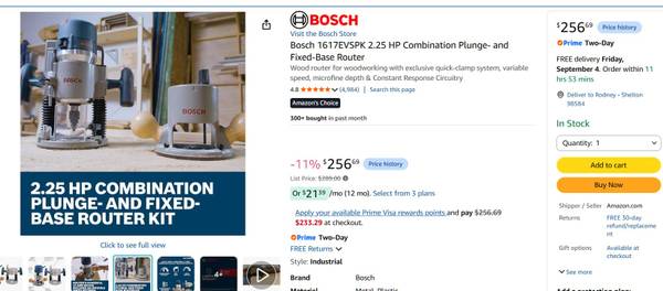 Bosch 1617EVSPK  Router and RA1181 Benchtop Router Table 1