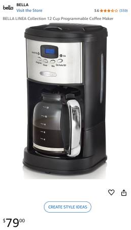 Máquina de café Bella Pro de 12 tazas - $25 (Upper East Side)63471239918211123