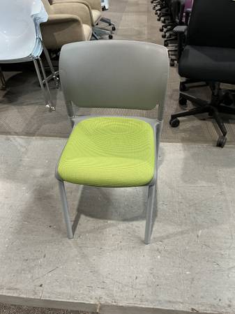 Guest / Stack Chair by Sit-On-It w/ Gray Frame & Green Fabric Seat 1