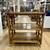 2 Tier Tan Wood Side Table/Bar Cart on Brass Casters 4 thumbnail