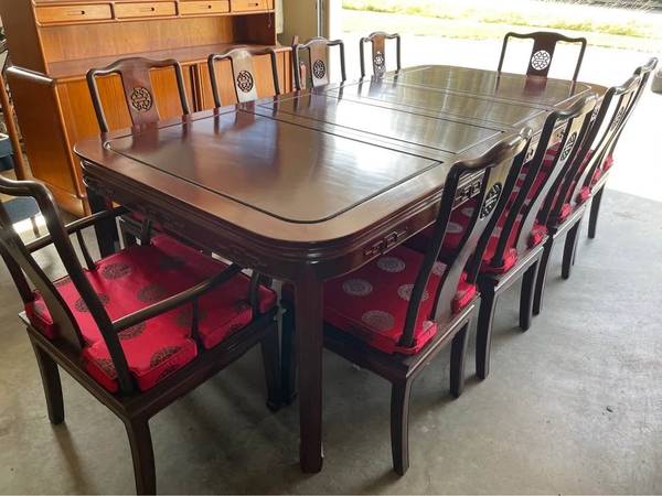 Large Rosewood Dining Table 10 Chair Set Rare 1