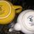 TWO Small TEA POTS Old Amsterdam #1701 Porcelain Works Yellow OR White 5 thumbnail