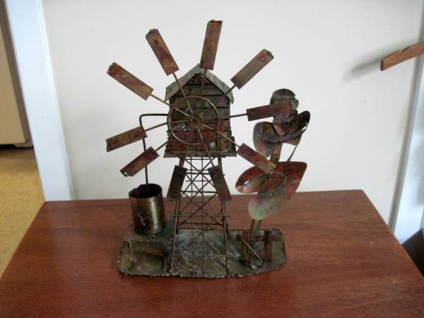 Vintage Copper Windmill Music Box Sculpture 1