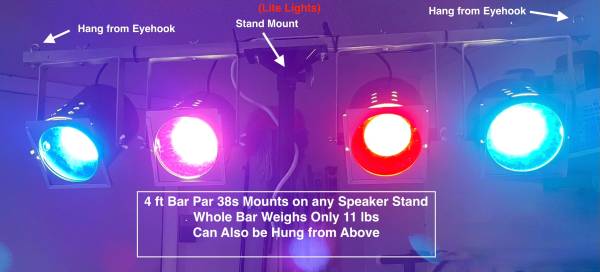 Stage Lights Par 38 (Bar of 4) Weighs 11 lbs Speaker Stand Mount More! - $180 (Clearwater)63438827075201121