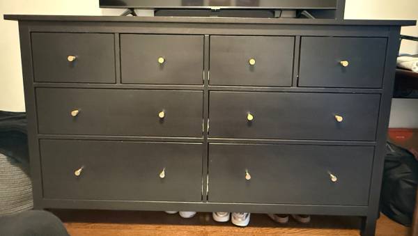 IKEA HEMNES 8-Drawer Dresser Black-Brown w/ Brass Knobs – $175 - furniture - by owner - sale