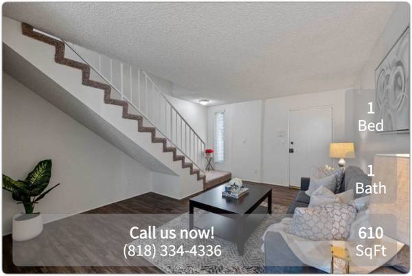 $1,877 / 1br - 610ft2 - $1,877.00 - Tour our 1 Bed, 1 bath Townhome in Tarzana! (Tarzana - 18550 Burbank Blvd)63818727750915121
