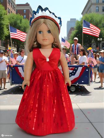 American Girl Doll Size Clothes - July 4th Gown 1