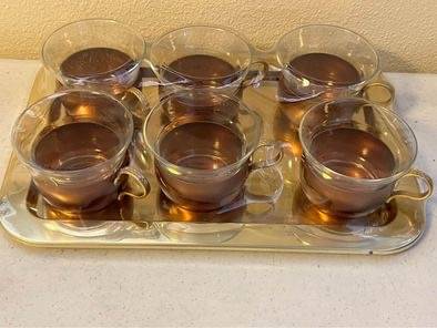 Brass Tea/Coffee Glass Set with Tray 1