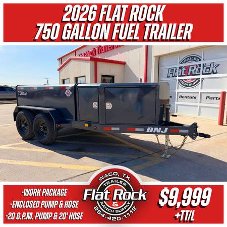 2026 Flat Rock 750 Gallon Fuel Trailer *WORK PACKAGE* 1