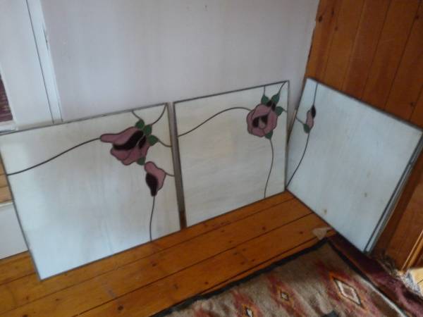 6 Stained Glass Panels- floral motif 1