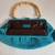 Banana Republic Turquoise Suede Clutch with Bamboo Handle 3 thumbnail