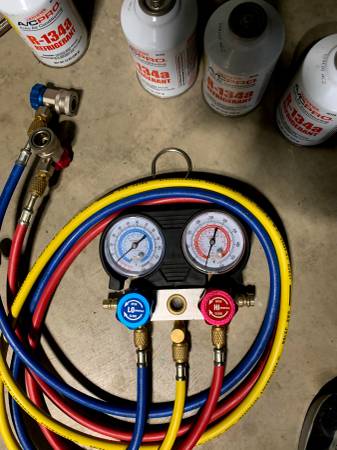 Juego de manómetro para acondicionador de aire y refrigerante (recarga del aire acondicionado, refrigerante) - $60 (Ripon)62952594315267121