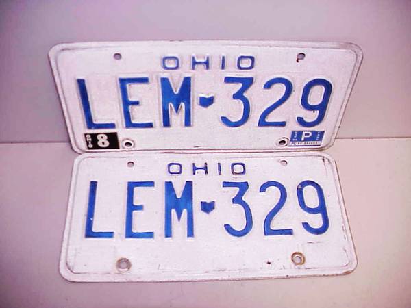 Placas de Ohio 17 en total 5 pares El corazón de todo Licking.. - $40 (SE Salem)63435574721539122