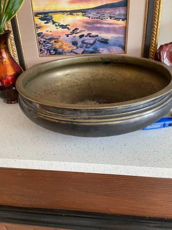 Vintage Heavy Solid Brass Decorative Bowl – 10” Round 1