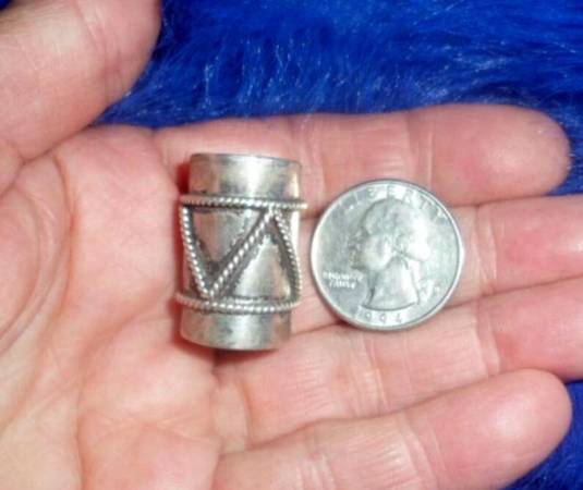 VINTAGE LARGE NAVAJO NATIVE AMERICAN STERLING SILVER DRUM BEAD NICE! 1
