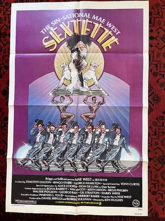 Original Mae West 1977 SEXTETTE 1 Sheet Movie Poster.  With Keith Moon 1