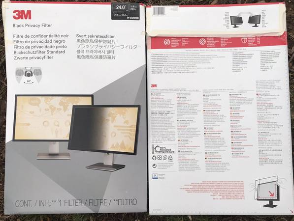 Computer Monitor 3M Privacy Filter 24 Inch Widescreen Monitor (2) 1