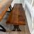 Solid Wood Reclaimed Dining Table with Cast Iron Base – Includes  2 Metal Chai 6 thumbnail