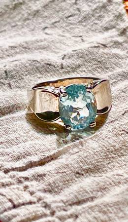 Aquamarine Semi-Precious Gem Sterling Silver Ring 1