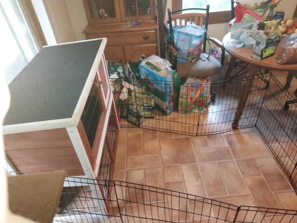 Two Story Rabbit Hutch, Animal Pen, Various Rabbit Supplies (Bronson)63667796289283122