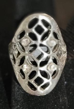 Vintage White Stone Silver Tone Ring 1