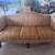 Elegant Vintage Camelback Sofa – Carved Wood & Damask Upholstery 1 thumbnail